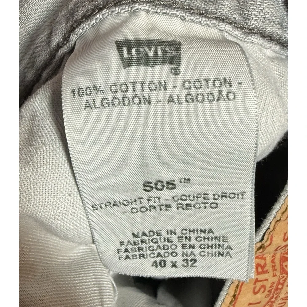 Levis 505 Straight Fit Jeans Men's Size‎ 40x32(38x31) Gray Zip Fly